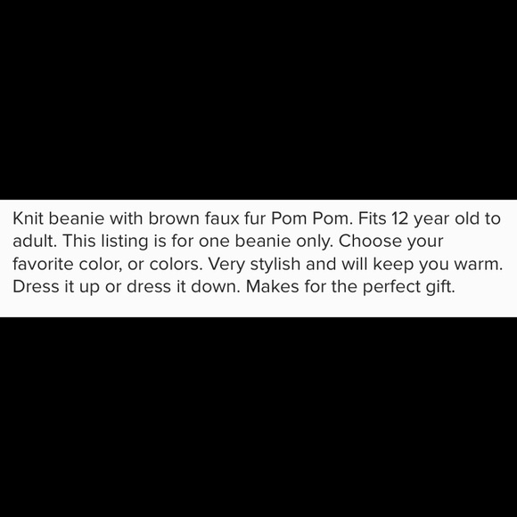 KNIT BEANIE With Brown Faux Fur Pom Pom - Picture 8 of 8